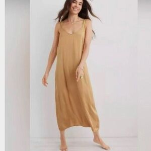 Aerie silky long medium gold dress